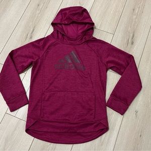 Girls 10-12 Adidas Burgundy Hooded Sweatshirt Exercise wear with logo print